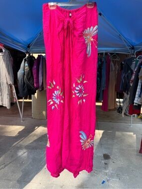 Women’s Bright Pink Embroidered Beach Cover-Up Maxi